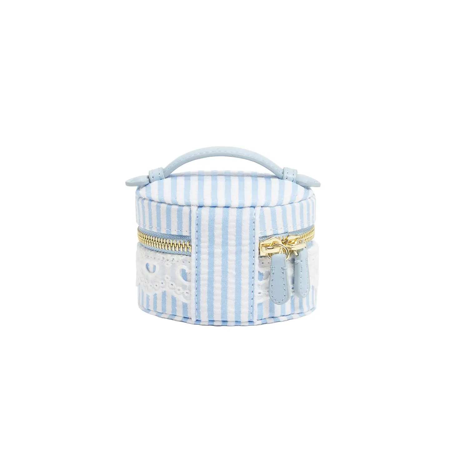Stoney Clover Lane Top Handle Pill Case in Blue Seersucker Provence Blue Stripe