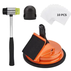 Floor Gap Repair Kit with 45° Suction Cup, Rubber Mallet, Adhesive Pads & Knee Pad, Iron & Rubber