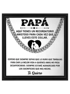 To My Dad Stainless Steel Cuban Chain Necklace with Message Card and Gift Box Thank You Gift for Father From Son/Daughter, Appreciation Jewelry, Father's Day Gift