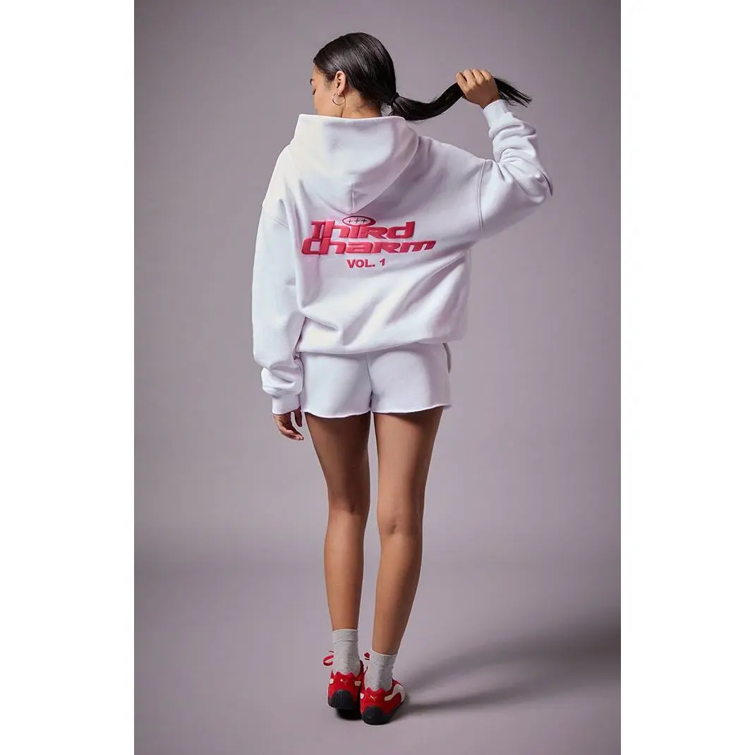 Third Charm Women's White & Pink Puff Graphic Vol. 1 Hoodie