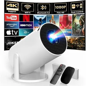 [Built-in Apps] Portable 4K Outdoor Smart Projector1080P FHD 4K Support, Smart Projector with WiFi 6 and Bluetooth, Auto Keystone, Stereo Speaker, Compatible with HDMI/TV Stick/USB/Laptop, Portable Projector, White