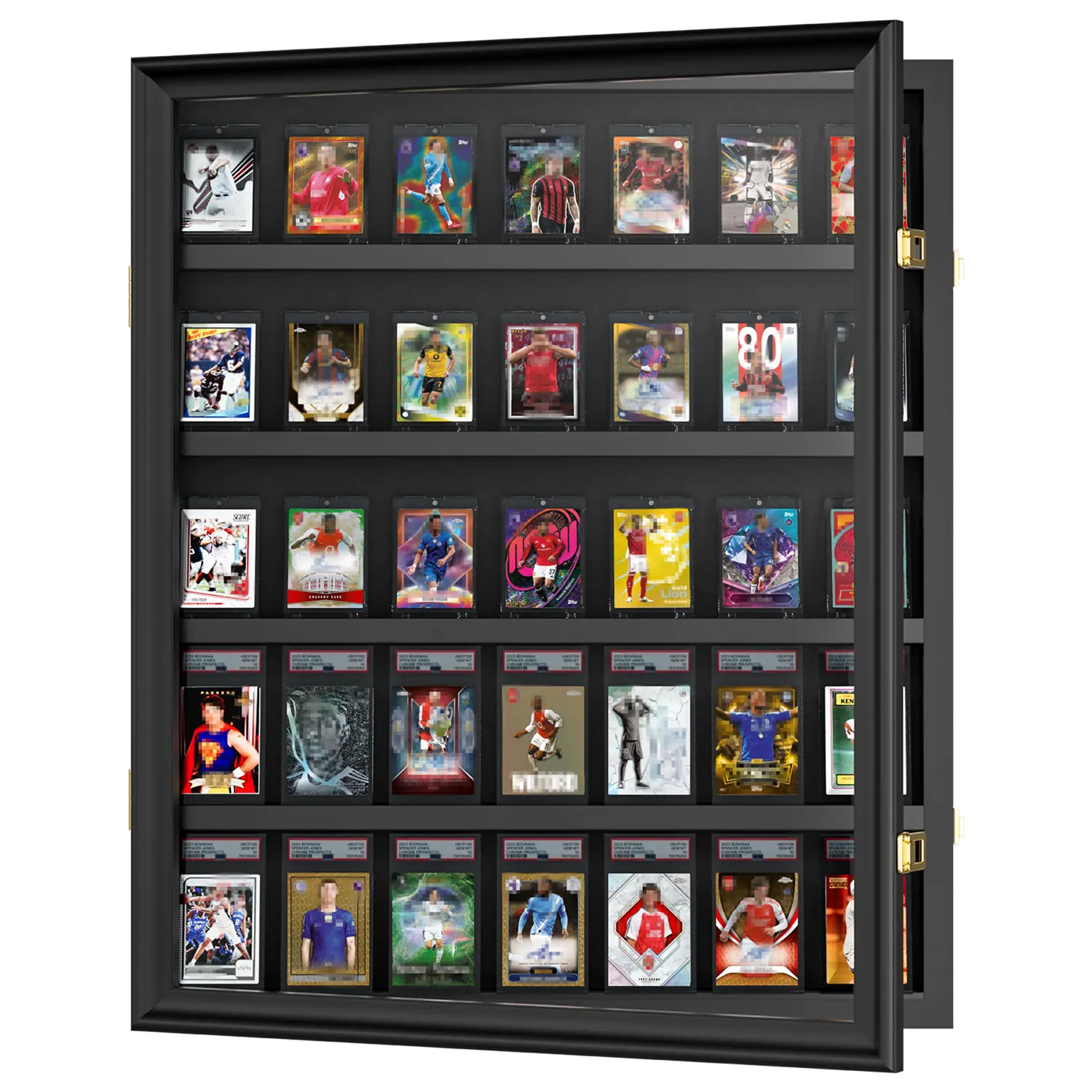 24.2in X 31.7in Graded Cards Display Case - Acrylic Glass Large-Size Lockable Wall Cabinet, Holds 35, UV Protection Clear View for Baseball, Football, Basketball Trading Cards