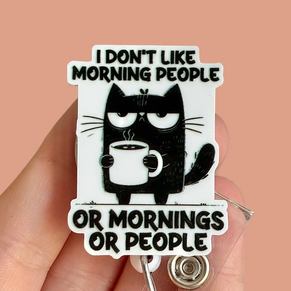 Unisex Glitter My Badge Funny Kitty Nurse Badge Reel - Retractable Swivel Clip with 360-Degree Rotation, Pull for Hospital Workers, Ideal Coworker Gift