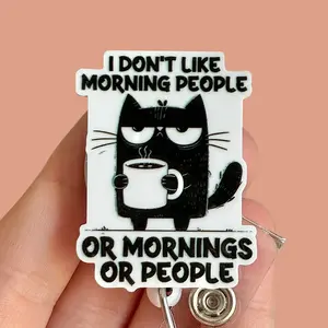 Glitter My Badge Funny kitty badge reel for nurses and hospital workers. Badge clip Badge pull - Retractable swivel clip with a 360 rotation. Great gift for coworker.