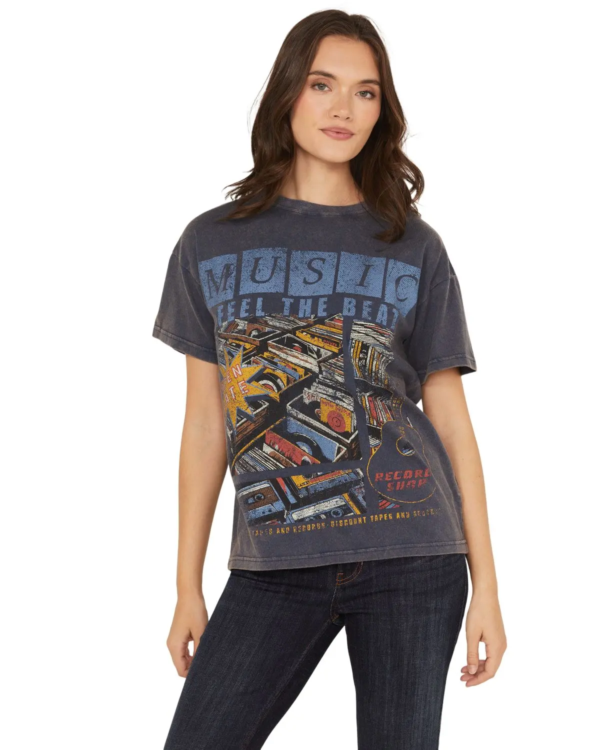 Cleo + Wolf Women's Women'S Elliot Record Short Sleeve Boyfriend Graphic - Clsu25k14-Nvy