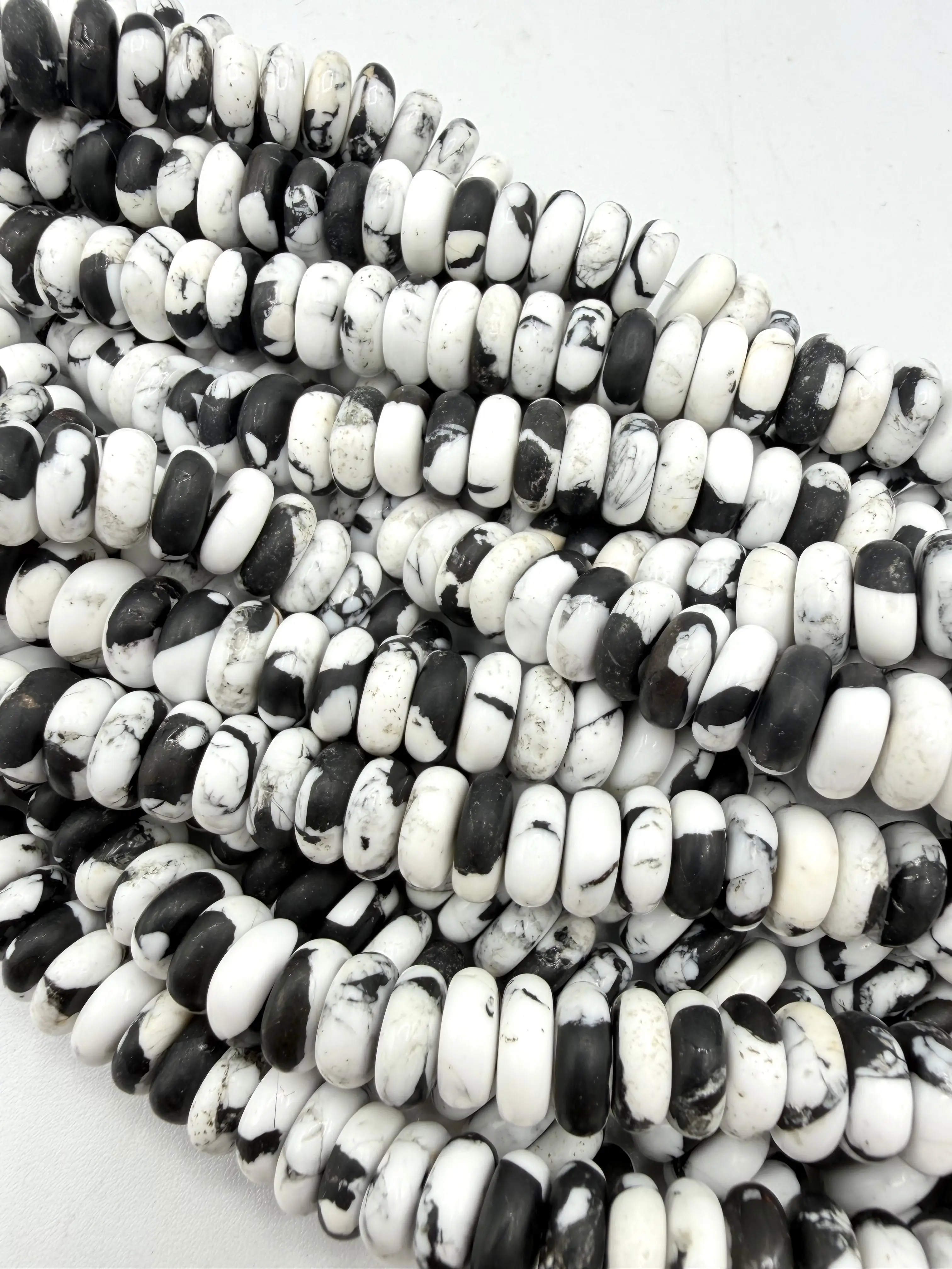 10-11mm White Buffalo Rondell Beads