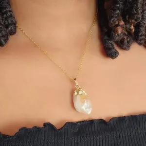 Citrine raw crystal necklace
