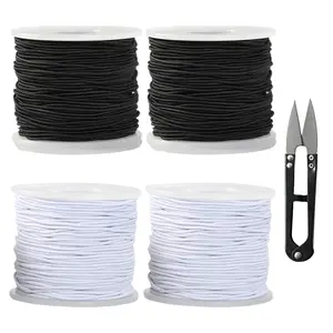4 Rolls of Elastic Rubber Bands,  1 mm x 50 m Bracelet Cord, Stretchy Rubber String for Bracelets, Suitable for Jewelry, Necklaces, And Crafts with Scissors And Beads summerwins