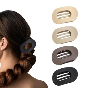 4 Pack Flat Hair Clips For Women – Matte Oval French Claw Clips, 3.8 Inch Non Slip Strong Hold For Thick & Thin Hair, Lay Flat Design For Work Yoga Daily Styling