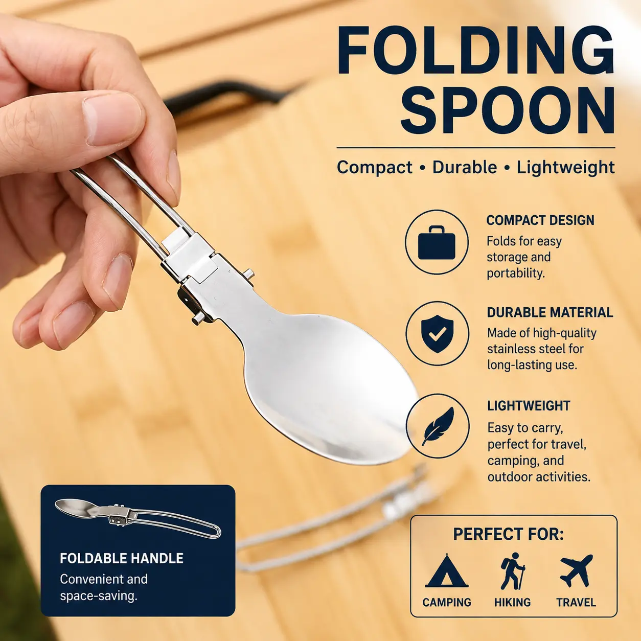 Stainless Steel Cutlery Set, Portable Folding Utensils with Fork, Spoon, and Steak Knife for Camping, Picnics, and BBQ Parties, Campfire / Bbq Party, Hiking / Light Outdoor, Foldable Size, Collapsible, 3-In-1 Multi-Tool Outdoor Tableware, Space-Saving