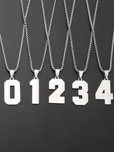 0-9 Men Athletes Number Pendant Necklace Stainless Steel Sports Number Pendant Long Chain Necklaces Minimalist Chain Necklaces for Boys Baseball Basketball Football Team Jewelry Gifts