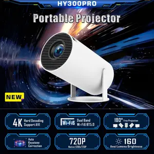 Audio  Hy300  Cannon Barrel Projector Android Version HD 4K Home Outdoor Portable HY300PRO 180° Free Projection 160 ANSI Lumens Brightness -