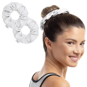 Microfiber Hair Drying Towel Scrunchies - The Perfect Haircare - Anti-Frizz & Silky Smooth - Ponytail/Bun Holder - Quick Drying & Absorbent - for Curly, Wavy, Long & Short Hair (2 Pack) (White)