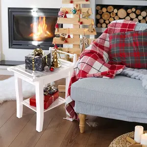 Bamboo Shower Bench with Storage Shelf 2-Tier Spa Seat Bath Stool