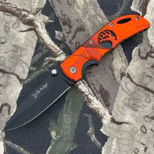 6” Pocket Knife Manual Orange Camo Camping Carving Whittling 2.5” Blade