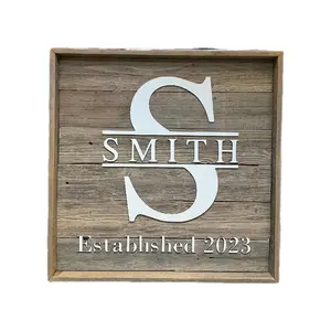 Customized family name established sign Decor Room Wood Wall