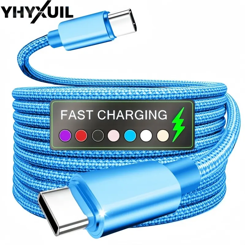 60W Fast Charging USB-C to USB-C Data Charging Cable, Braided Super Fast Charge Cord for Samsung, iPhone 17/16/15, iPad, Xiaomi, OnePlus and Other Smartphones, Braided Charger Cord