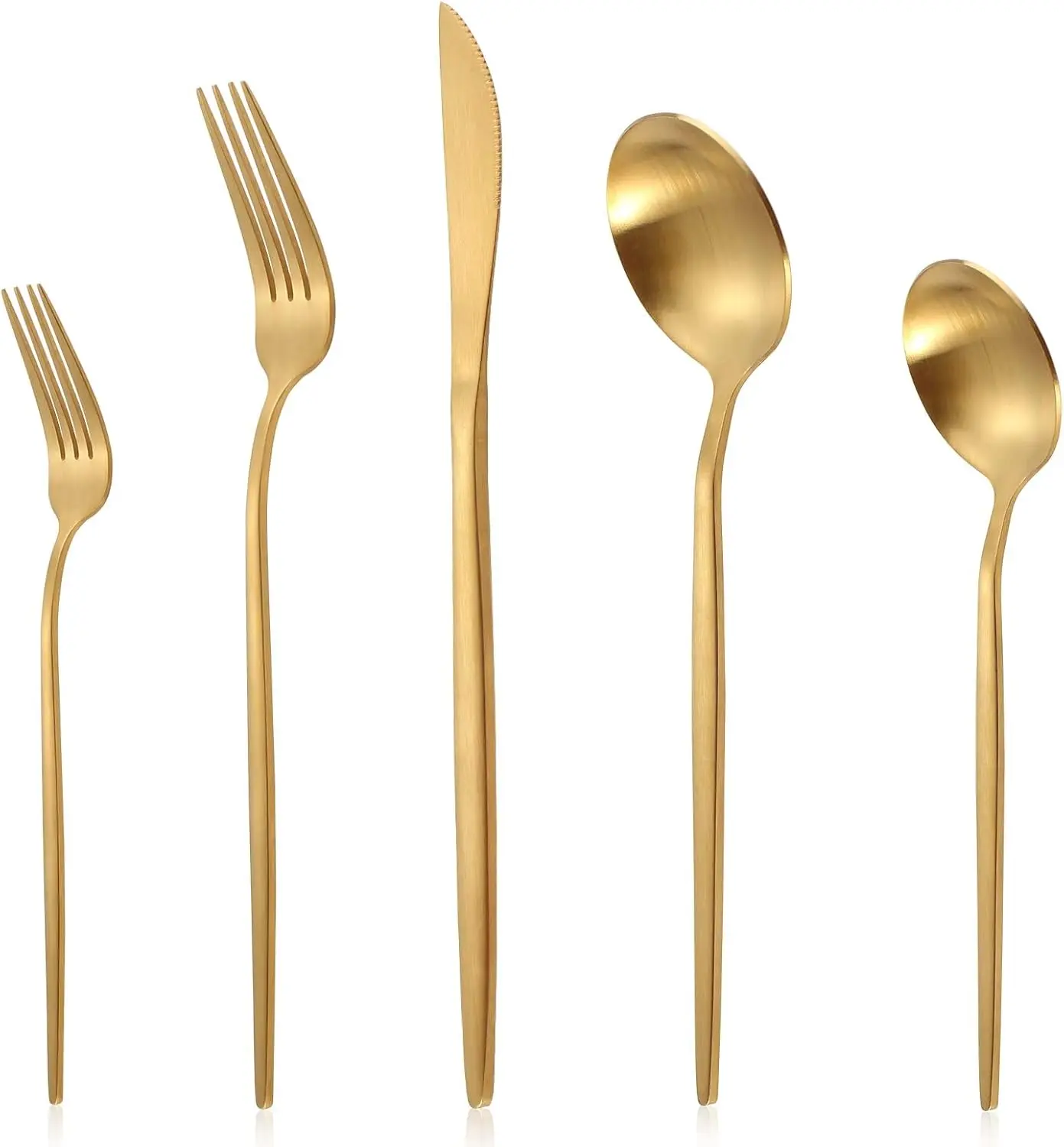 20 Piece Gold Silverware Set for 4, Stainless Steel Flatware Set, Gold Cutlery Set Utensils Set, Tableware Include Forks Knives Spoons for Home Kitchen Restaurant Wedding, Satin Finish