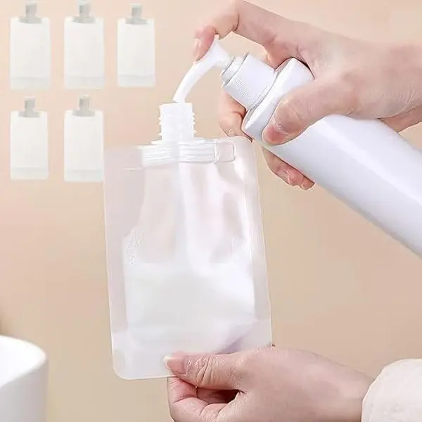 5pcs 100ml Travel Sized Toiletry Containers, Leak Sealed Refillable Cosmetic Squeeze Bottles, Portable Empty Dispenser for Shampoo, Hair Conditioner, Body Lotion, Bath Gel, Travel Accessory for Airplane Vacation Camping