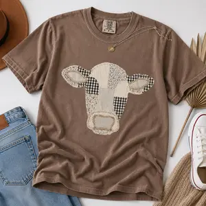 Comfort Colors Patchwork Cow T-Shirt, Quilted Farm Animal - Printfamily
