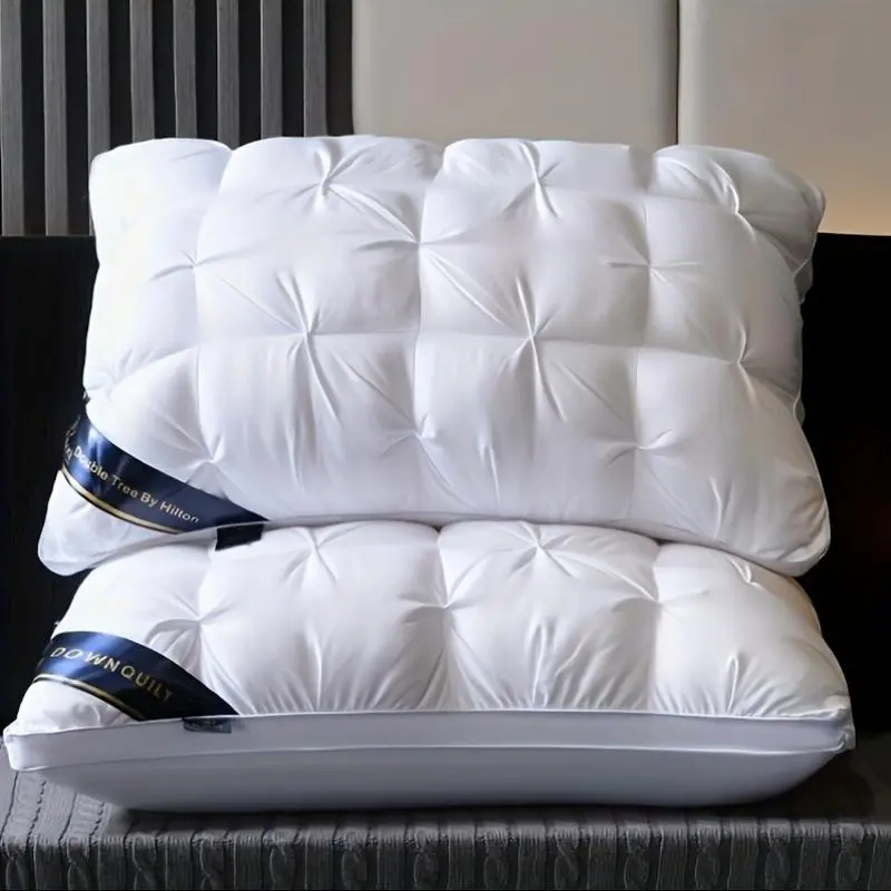 Luxury 5-Star Hotel Quality Pillow, 850g Weight, 19x29 Inches - Deep Sleep Neck Support, Non-Collapse High Pillow Core for All Seasons, White Satin Finish, Pillows for Sleeping