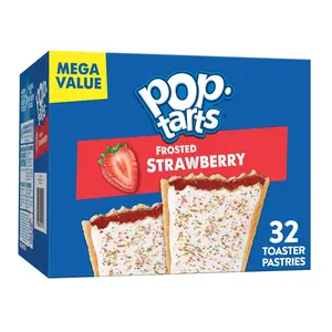 PopTarts Toaster Pastries, Breakfast Foods, Kids Snacks, Family, Frosted Strawberry, 54.1oz Box (32 Count)
