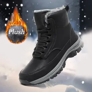 Winter Hiking Snow Boots for Men - Thick Furry Inner, Durable Anti-Slip Outsole, Warm Non-Slip Outdoor Hiking Boots Men's Insulated Waterproof Snow Boots Lace-up Design High Top Tactical Boots Boy Footwear Walking Shoes