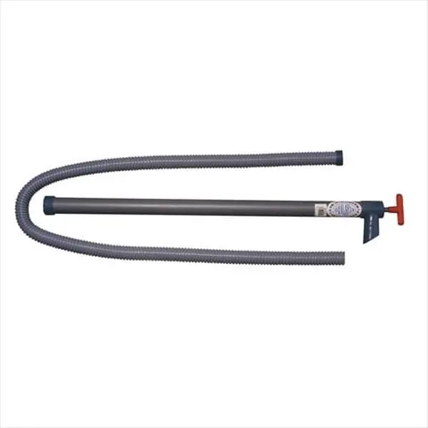 Beckson Marine Thirsty-Mate Hand Pump - 9 Ft. Flexible Reinforced Hose, 1.75 In., 13gpm, 2.8 Lbs, 4 Strokes/Gal, Polyvinyl Grey Body, Contours Red Tee Handle, Withstands 120°F, Boating Use (021083010366)