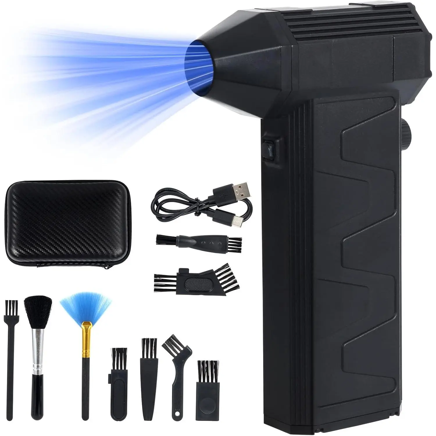 Compressed Air Duster Electric Duster- 130000RPM Super Power Electric Cleaner Kit with Adjustable, Mini Rechargeable Cordless Jet Dry Blower Air Blower for Keyboard, PC, Car Cleaning, Gifts for Men