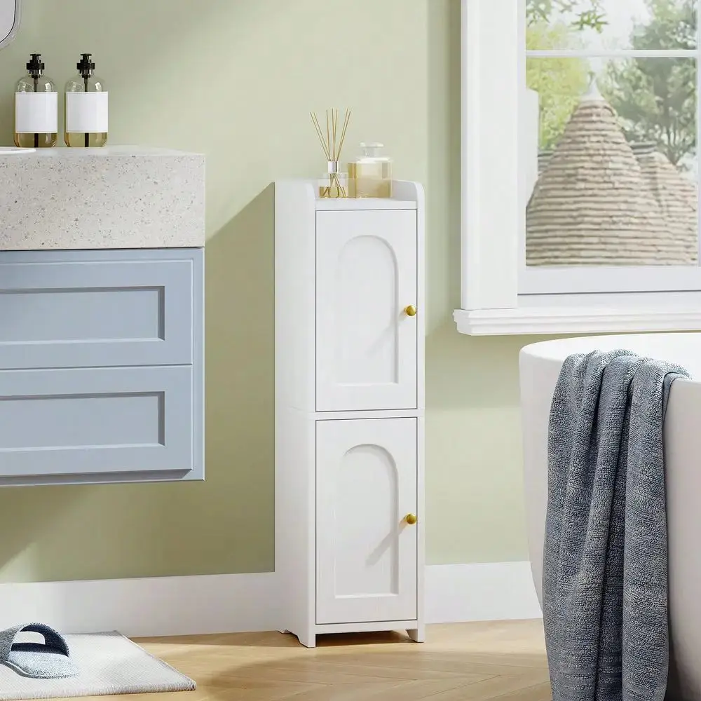 Corner Floor Bathroom Cabinet With Adjustable Shelf