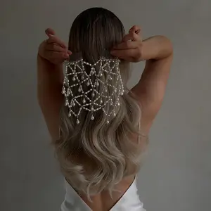 New Mesh Pearl Headdress baroque Princess Style Elegant Bride Wedding fashion Dinner Party Stage Hair Accessories