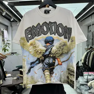 Fashion Brand MIXED EMOTION T-shirts Men Women Couple Streetwear Angel Print Summer Top Tee Round Neck Short Sleeve