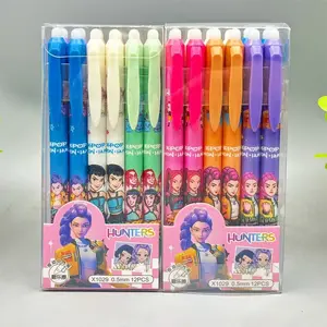12-Pack K-Pop Demon Hunters Erasable Gel Pens, 0.5mm Fine Point, Thermal Ink, Clickable Retractable, Cute Anime Aesthetic, Pastel Colors, No Mess Erasing, Multi Purpose Pens for School Notes, Journaling, Office, Gift for Teens & K-Pop Fans