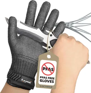 Schwer Ultimate Cut Resistant Gloves Beyond ANSI A9, Reinforced Stainless Steel Glove, Food Grade Mesh Metal Gloves for Butcher Meat Cutting, Oyster Shucking, Mandoline, Fishing, PR1708