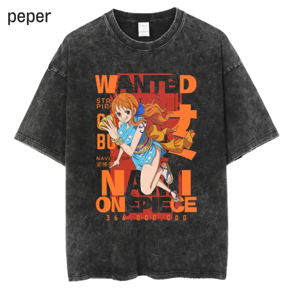 Vintage Nami Wanted Tee,  Manga Anime Shirt , T-shirt one piece Casual Classic Cotton Fabric