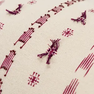 HomeRoots 403387 Magenta & Beige Tribal Inspired Tasseled Lumbar Pillow, Natural