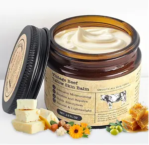 Beef Tallow Honey Balm for Sensitive Skin:100% Organic Grass-Fed Vintage Tallow Moisturizer For Face Cracked Hands Non-Greasy Nourishing Cream With Olive Oil - Eczema Safe All Skin Types 2 oz