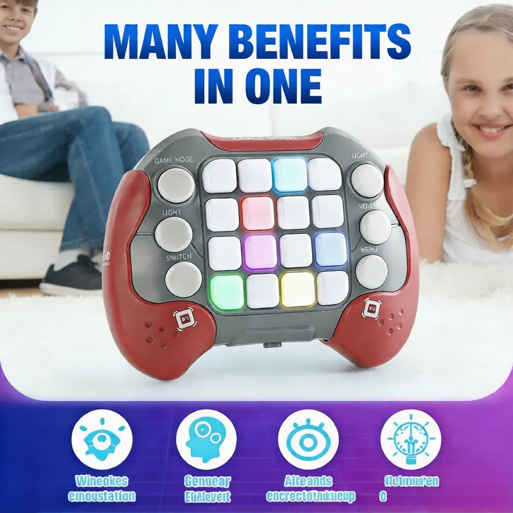 9-in-1 Light Up Quick Push Game Controller, Multi Modes Memory Puzzle Handheld Fidget Game Toy for Kids & Adults