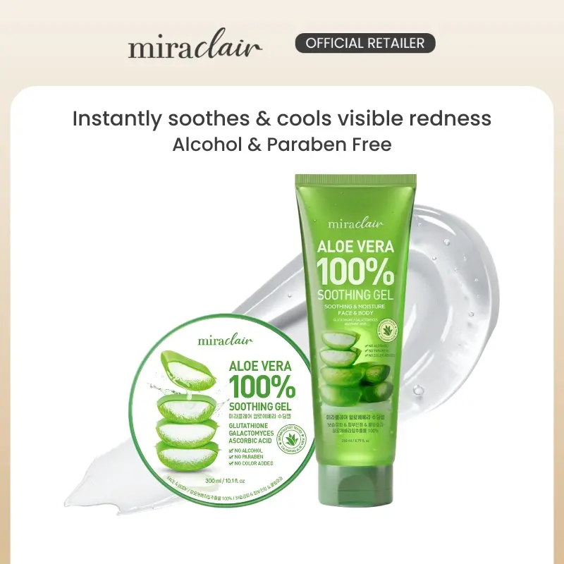 miraclair Aloe Vera Gel 100% Soothing | Alcohol-Free, Paraben-Free | Made with 100% Pure Aloe Gel, Hydrating and Calming Gel for Sensitive, Irritated, or Sunburn Skin | Brightening, Anti-Dust Barrier, for Face & Body