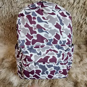 Purple camo printed hunting backpack children back to school bookbags