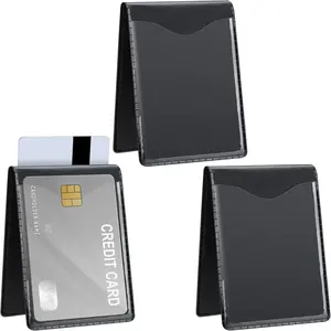 3 Pcs Magnetic Badge Holder for Shirt ID Magnetic Pocket Badge Holder Belt Heavy Duty Fold Over Name Vertical Clasp Cover Office Driver Worker Captain, Black