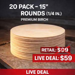20 Pack 15in Wood Rounds 1/4” Thick Birch | CNC Cut Door Hanger Blanks | Bulk Craft Bundle