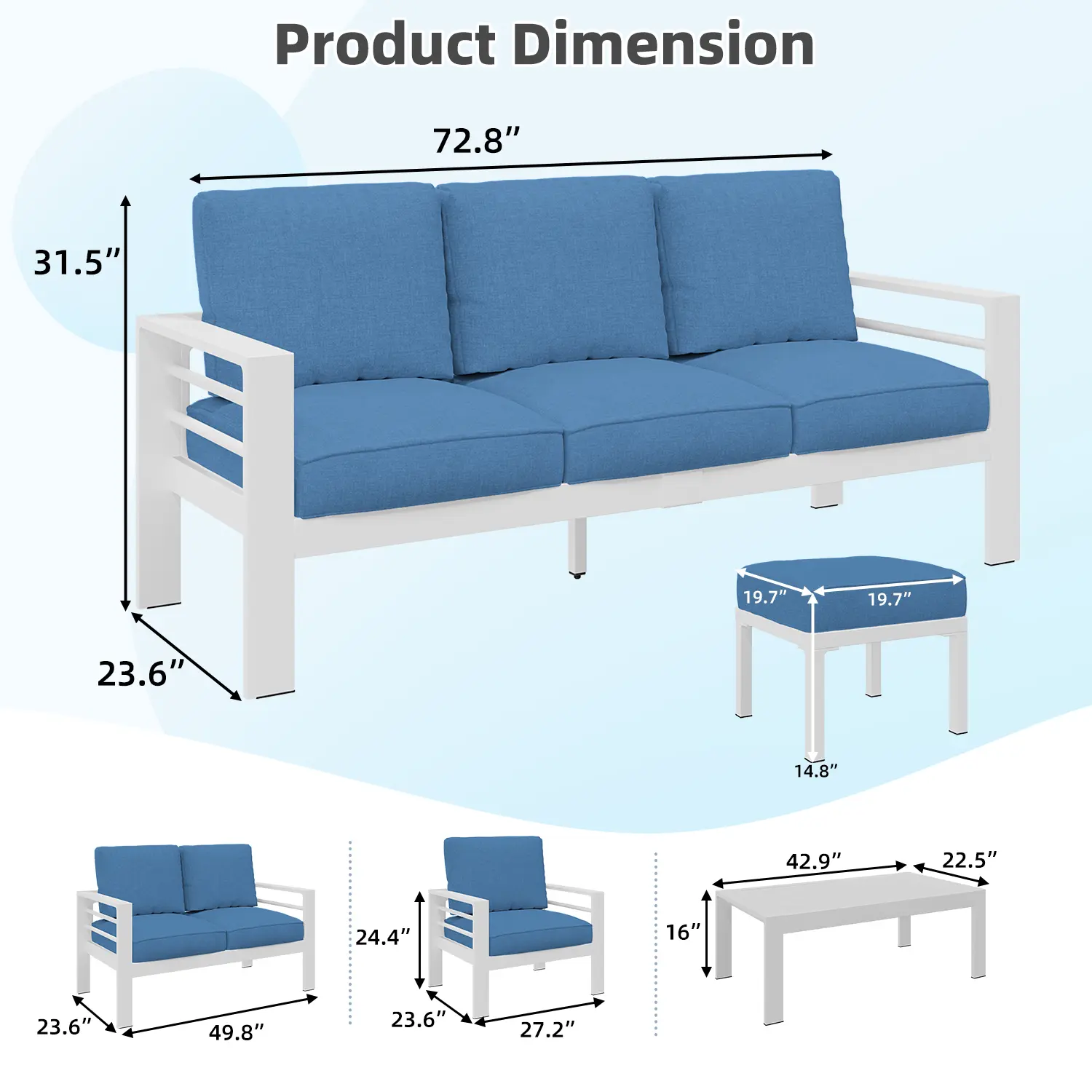 White Frame-Blue Cushion