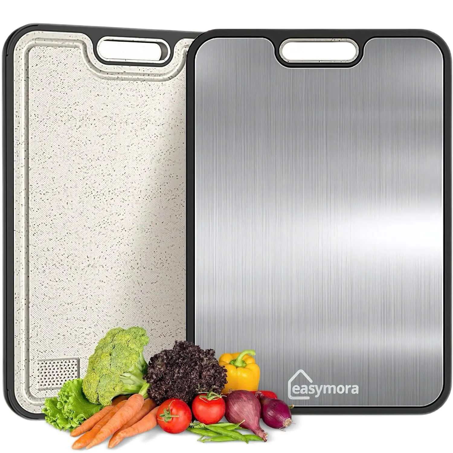 Titanium Cutting Board, 15''x10'' Titanware/Wheat Straw Chopping Board - Large Size with Handle