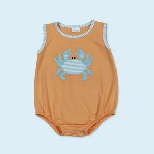 Embroidery Crab Toddle Baby Boy Summer Romper