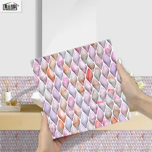 Self-Adhesive Wave Pattern Tile Stickers, Waterproof PVC Wall Decals for Bedroom TV Background, Kitchen Bathroom Renovation Decor