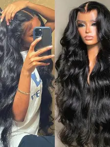 New Upgraded Glue-Free Wig, Harmonic HD Transparent Lace Front Wig P4/27, High-Light Brazilian Body Wave Synthetic Hair 180 Density