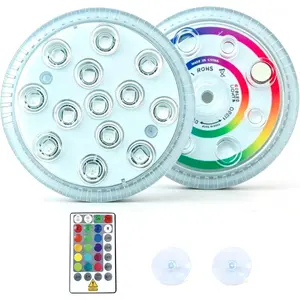 Upgraded Magnetic Pool Lights for Above ground and inground pool, Battery Underwater RGB 16 Colors Submersible LED Lights with Remote & Timer Off, for Hot Tubs, Fountains, Party, Vase - 2 Pack