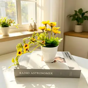 Sunflower Artificial Flower Arrangement, 18 Pcs Plush Fake Sunflowers, Decorative Artificial Flowers, Home Decor, Office, Garden, Wedding, Party, Birthday, Valentine's Day