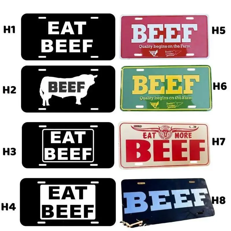 TCA BEEF, Eat BEEF Aluminum License Plate in Metal Black, Red, Green, White novelty Tag Farmer Cattle Car Truck Tags, Hunting, Farm Life, Tag for Car, Car Accessories
